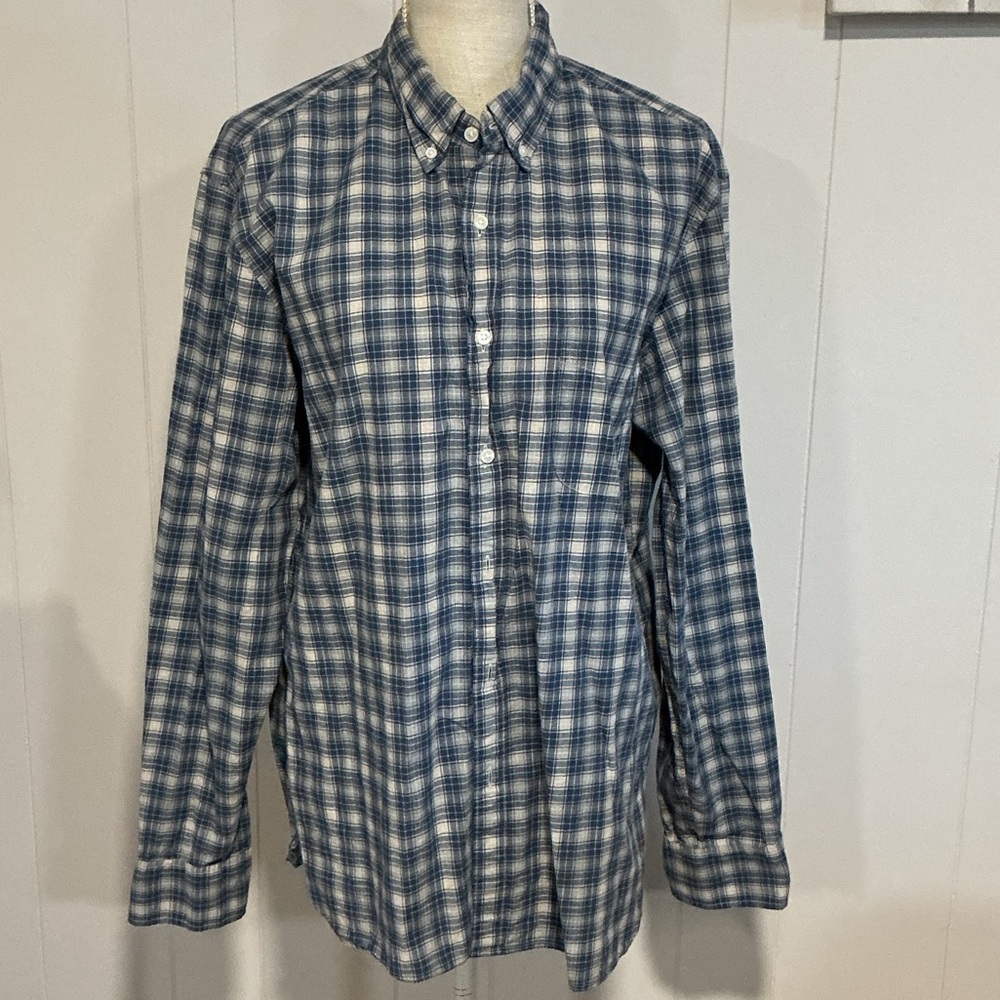 J. Crew Blue and White Checkered Men's Shirt